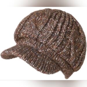 NEW Comhats Women's Brown Chunky Knit Newboys Cap